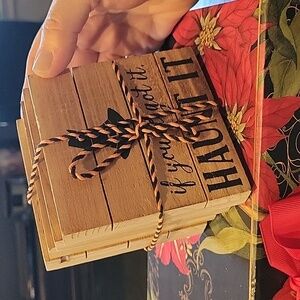 Halloween Wooden"Crate style" Stamped Coasters,Mudpie,NWT
